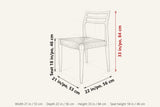 Sperlinga dimensions on a pencil sketch of the chair: 33 in high, 21 in wide, 22 in deep, seat height 18 in