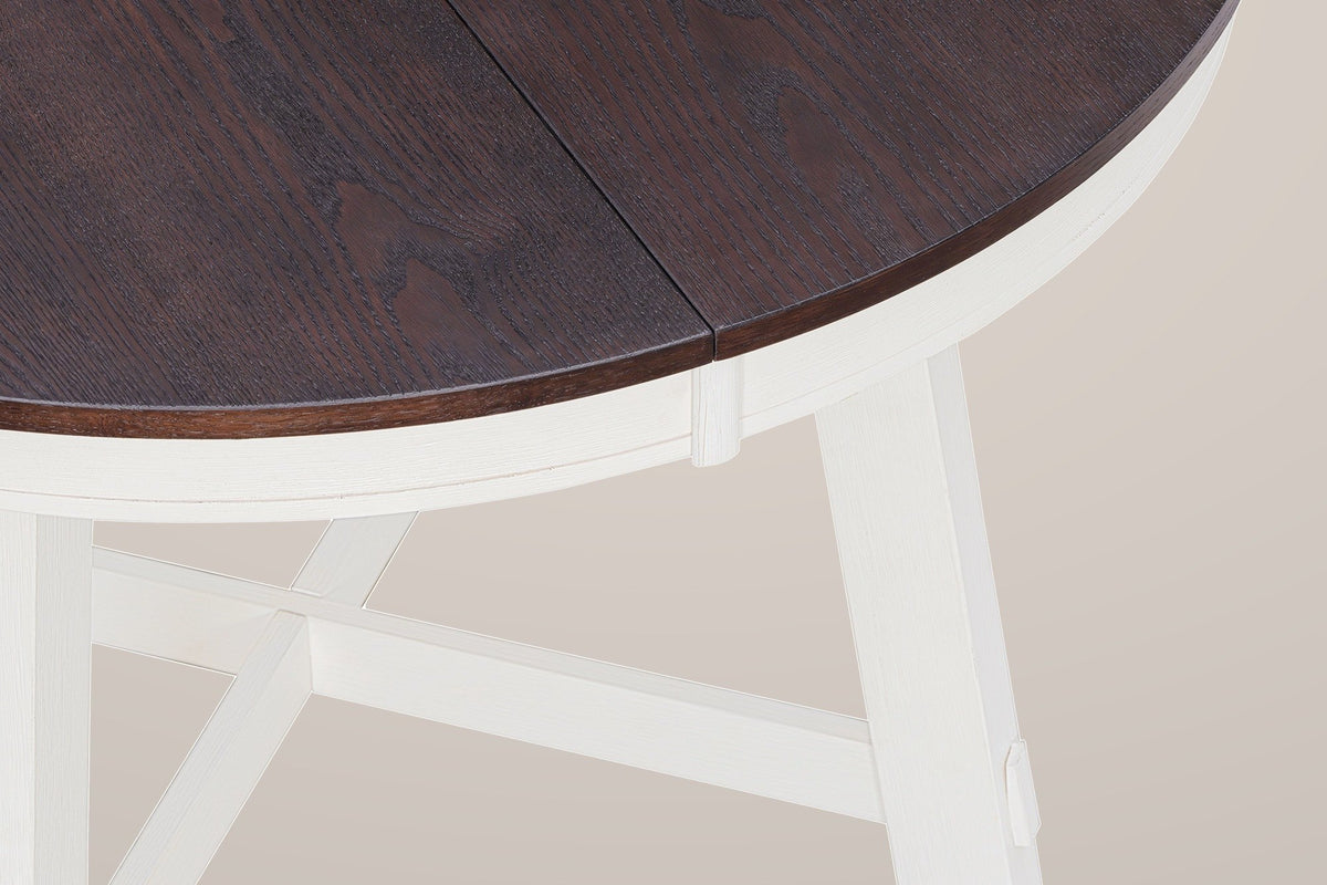 Close-up of the Spilamberto top: espresso wood veneer with open grain, the centre seam