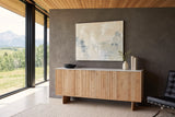 Staffolo sideboard in Natural against a charcoal limewash wall in a Turner Valley ranch house