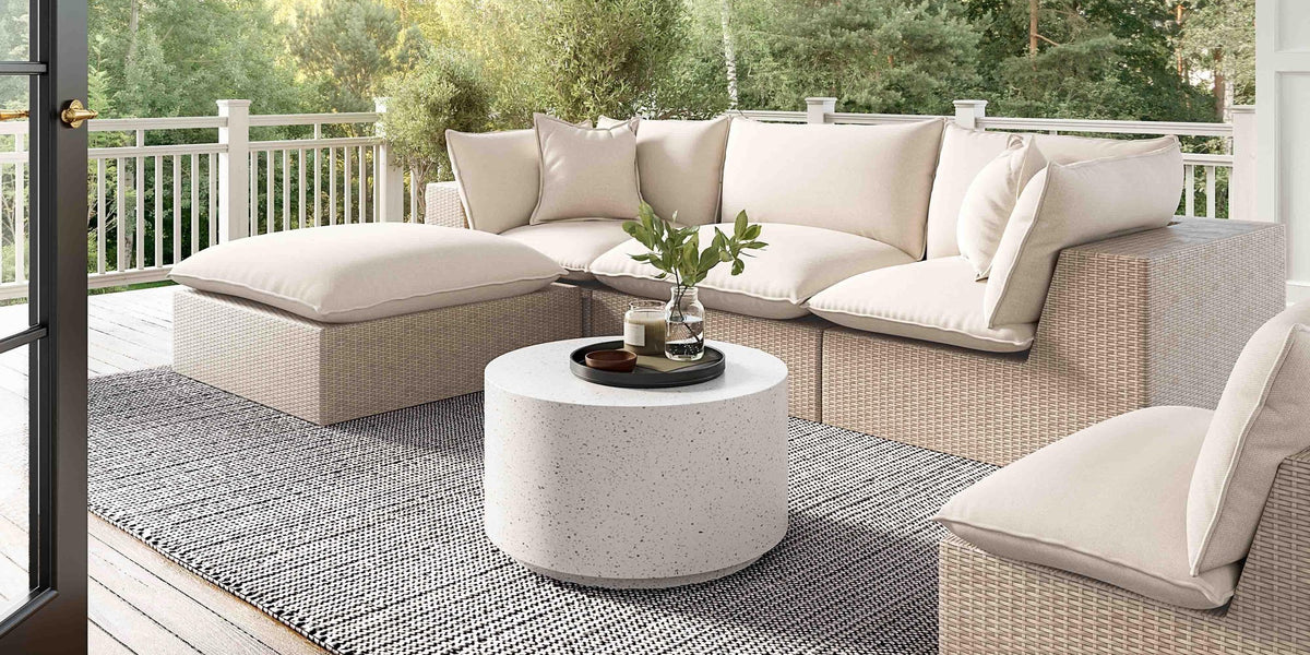 Sunbay Indoor/Outdoor Speckled Round Concrete Coffee Table