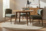 Sutton olive chenille chairs at a round table in a bright dining room
