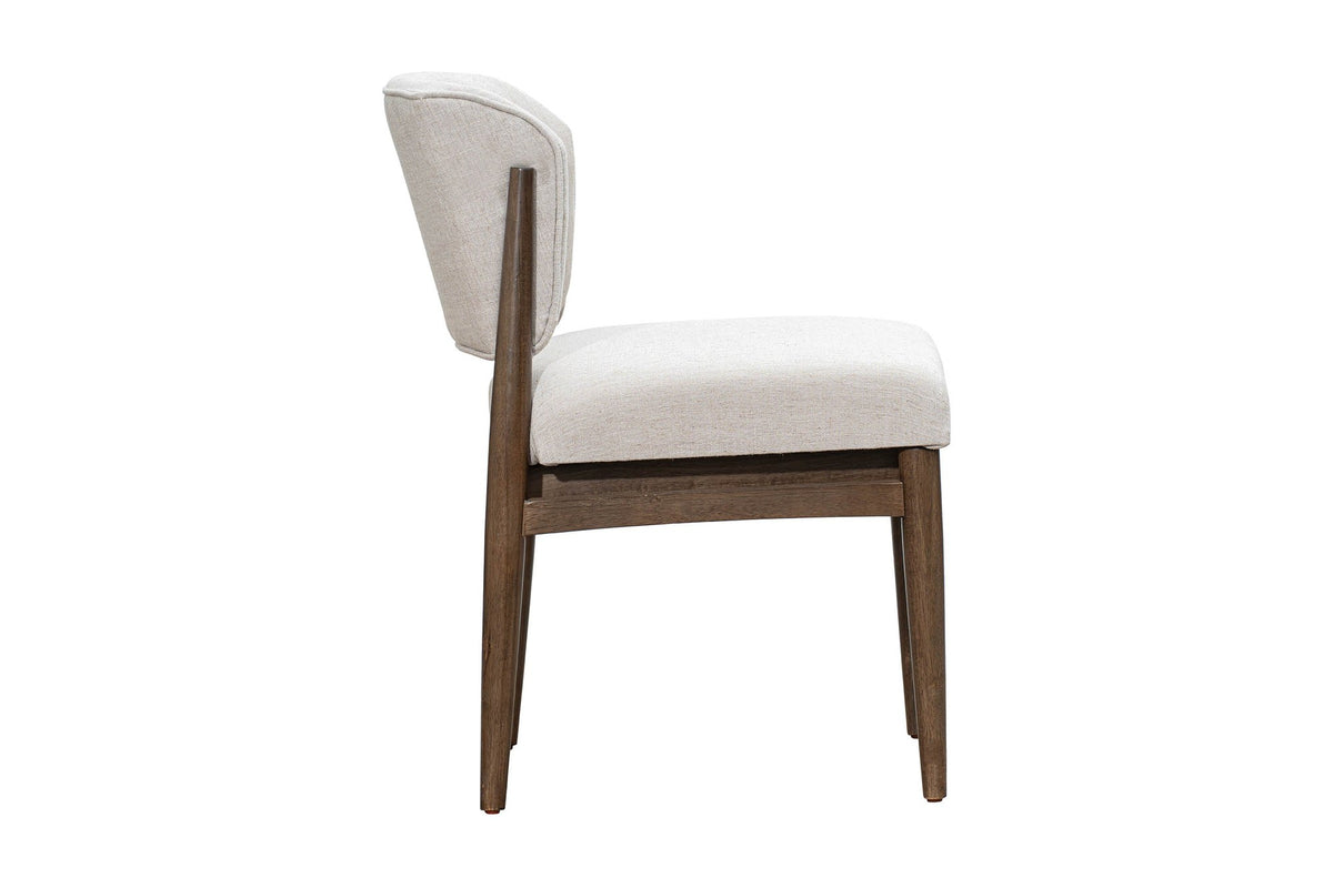 Sutton linen taupe dining chair, side profile