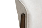 Sutton linen taupe close-up of the curved back edge and wooden rear post