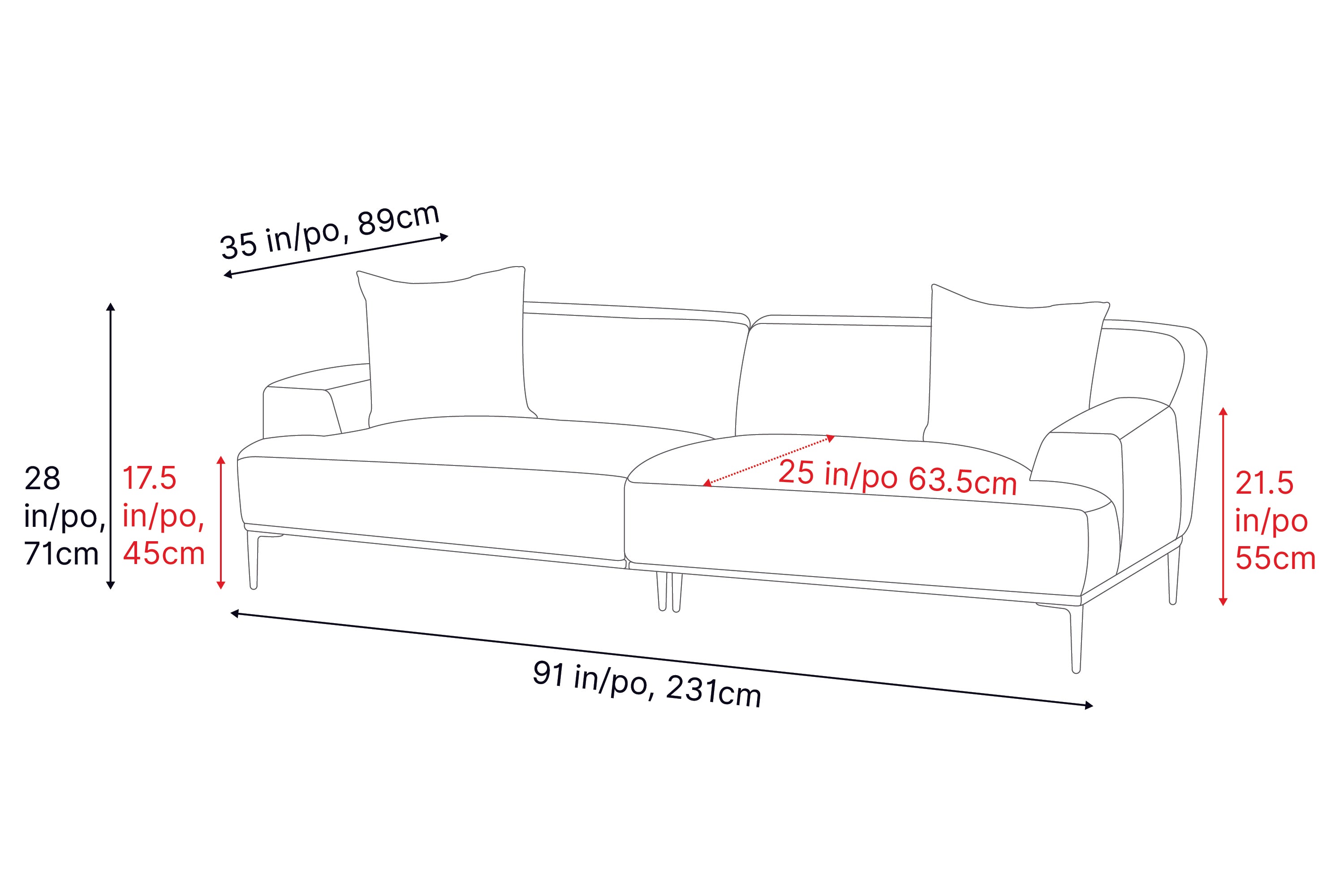 Valencia Kotor Modern Fabric Sofa, White