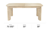 Sylvan extendable dining table dimension diagram showing length, 35 in depth and 30 in height