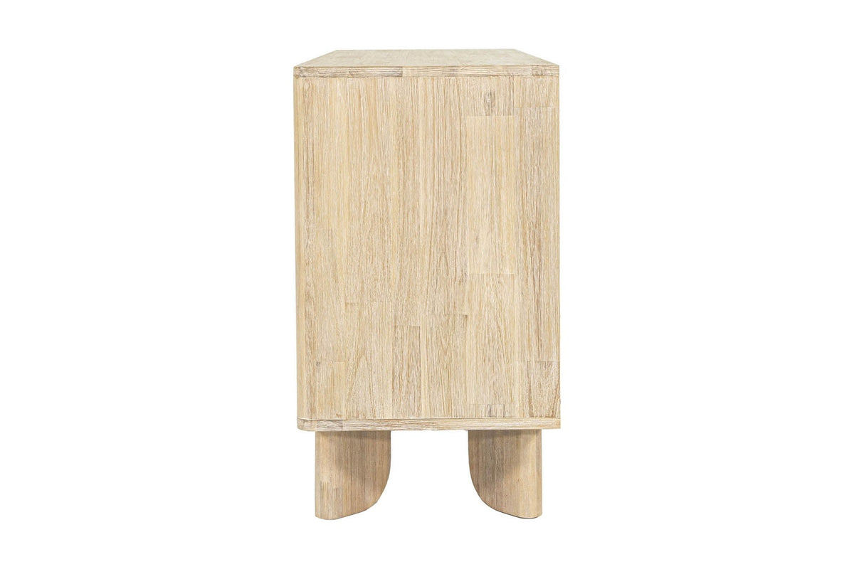 Sylvan sideboard, side view showing the curved block legs
