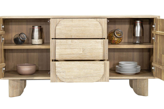 Sylvan Acacia Sideboard with Rounded Panels - Storage Behind Soft Curves