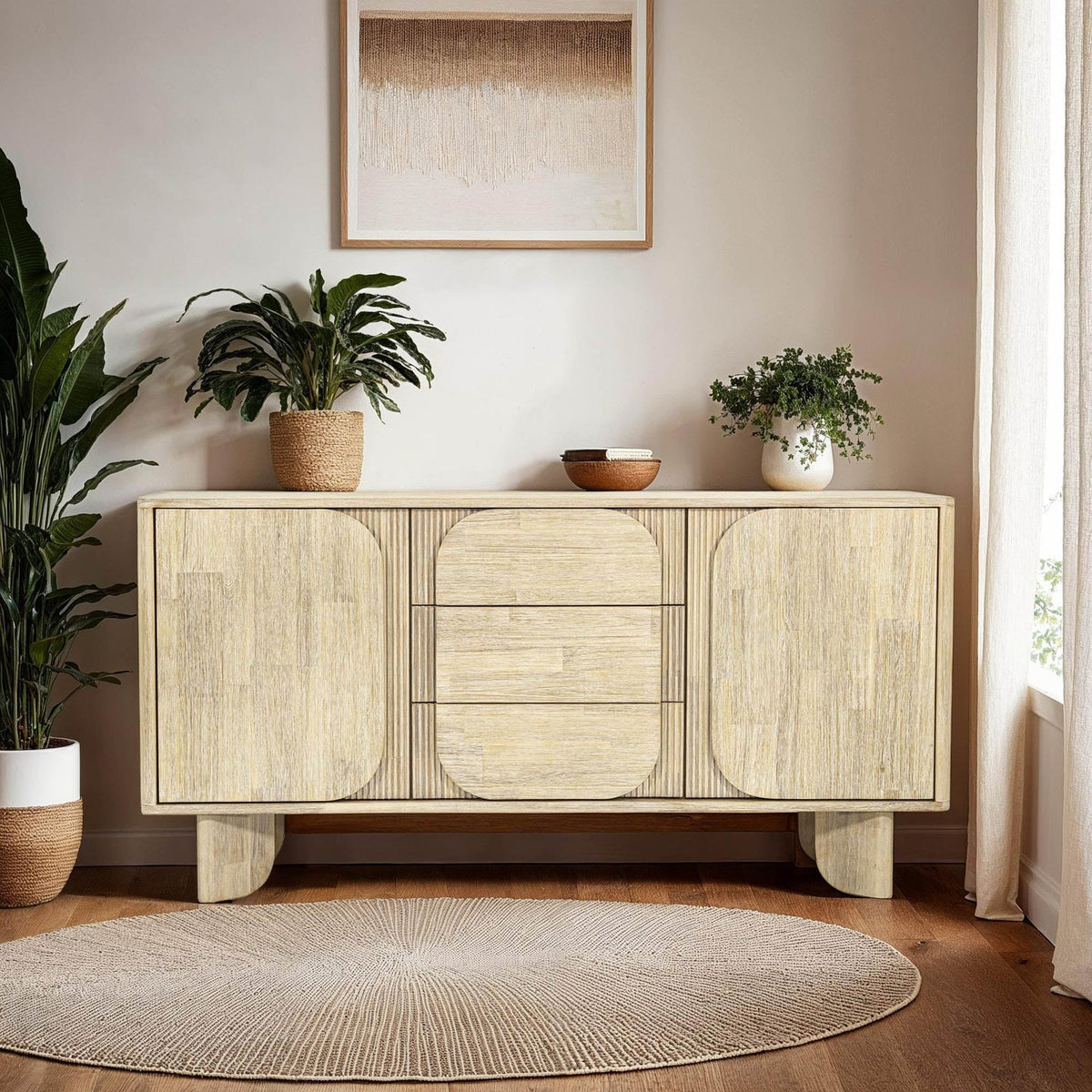 Sylvan Acacia Sideboard with Rounded Panels