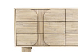 Close-up of Sylvan rounded drawer panels and reeded trim