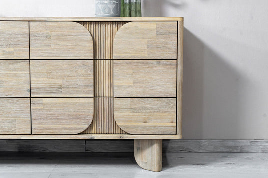 Sylvan Sand Wash Acacia 6-Drawer Dresser - Shapes That Soften the Room