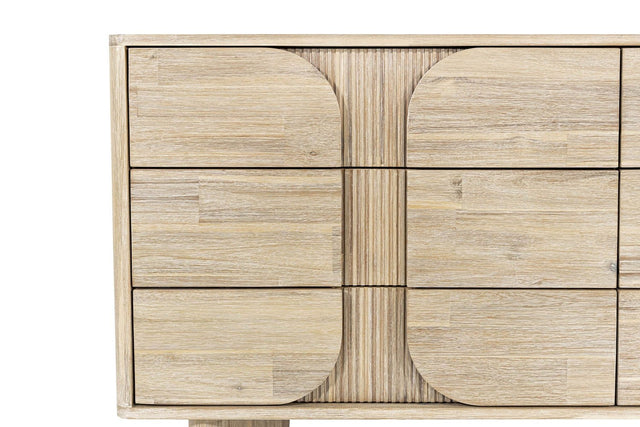 Sylvan Sand Wash Acacia 6-Drawer Dresser - Rounded Panels, Reeded Trim