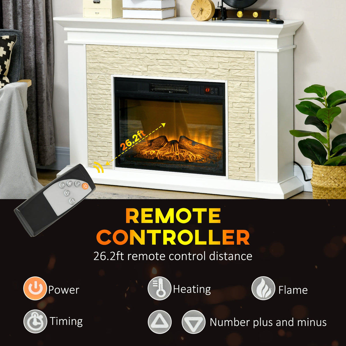 Archie 31.5" Electric Freestanding Fireplace with Mantel and Overheat Protection - White