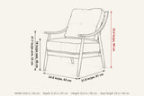 Tagliacozzo dimensions on a pencil sketch of the chair: 24.8 in wide, 31.8 in deep, 35.4 in high, seat height 18