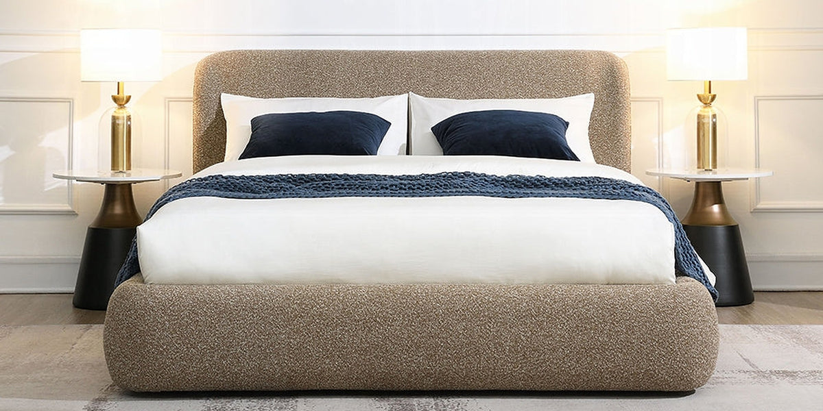 Tapi Upholstered Platform Bed - Beige