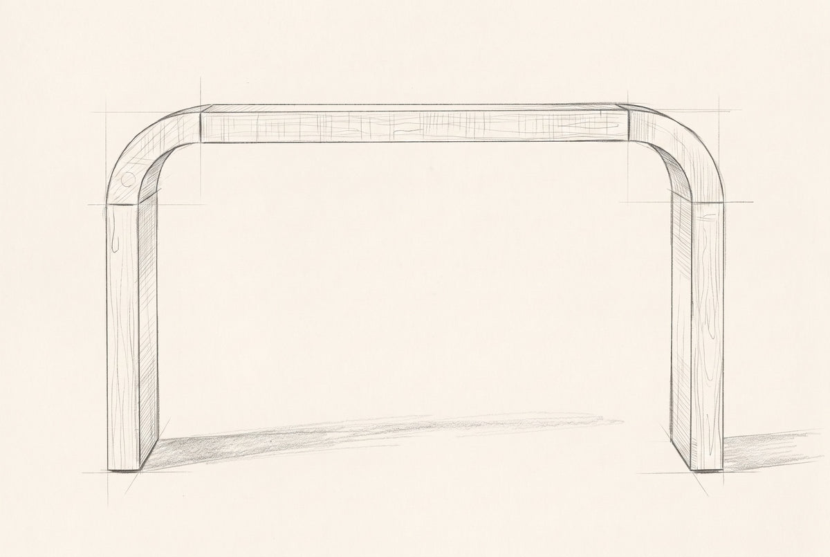 Pencil drawing of the Tarvisio console table traced from the front view