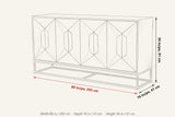Tellaro dimensions on a pencil sketch of the sideboard: 80 in wide, 16 in deep, 36 in high