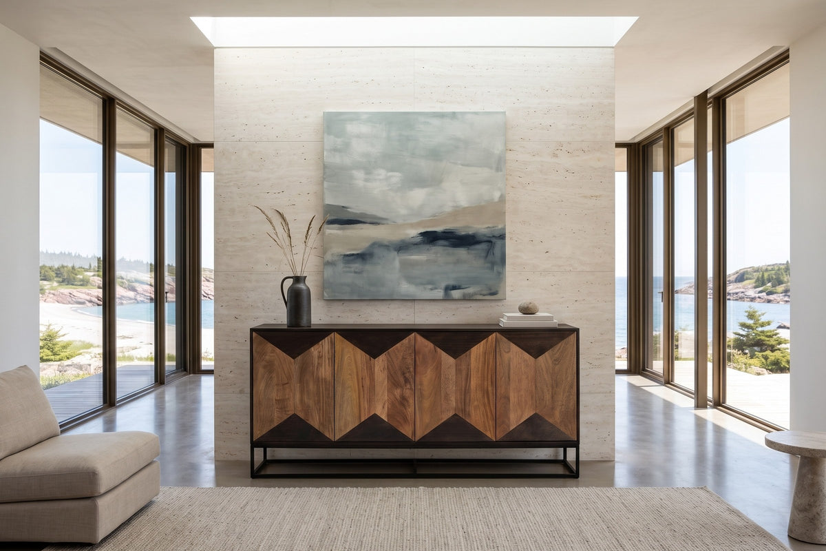 Tellaro sideboard in Walnut and Teak, front view