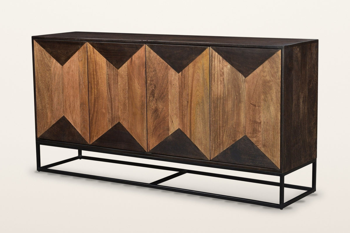 Tellaro mango wood sideboard in Walnut and Teak