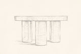 Pencil drawing of the Teramo coffee table, front view