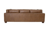 Thatcher leather sofa in Antique Sienna, back view with fully upholstered back
