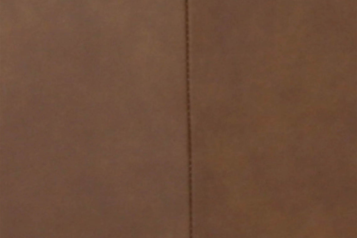 Thatcher Antique Sienna top-grain leather texture with stitched seam