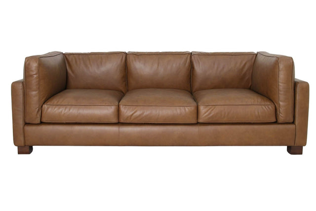 Thatcher Top-Grain Leather Track Arm Sofa - Deep 27.5-Inch Seat