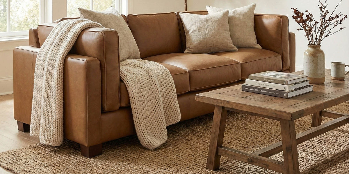 Thatcher Top-Grain Leather Track Arm Sofa