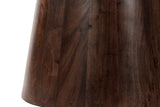 Close-up of the Thorne tapered pedestal with vertical wood grain