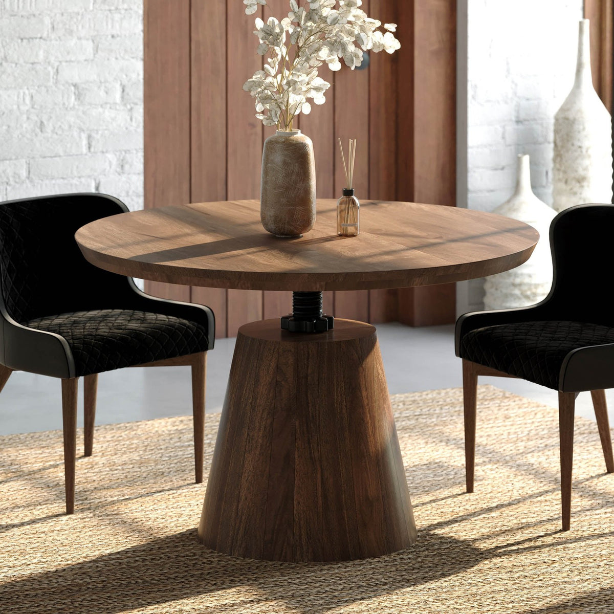 Thorne Acacia Adjustable-Height Round Dining Table