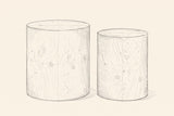 Pencil drawing of the two Tirano drums, front view