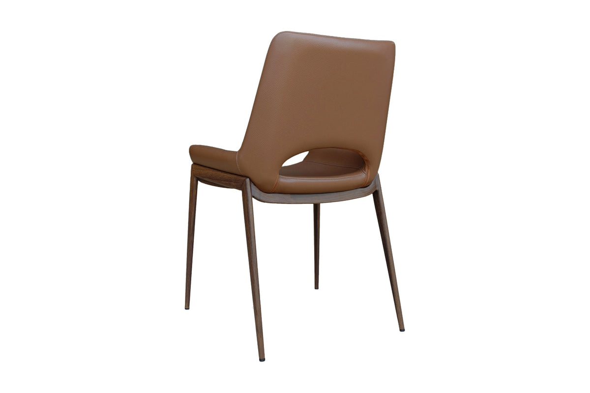 Tobin saddle faux leather dining chair, rear three-quarter view