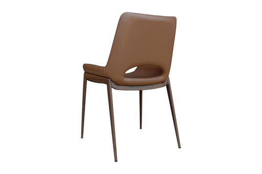 Tobin Saddle Faux Leather Dining Chair (Set of 6) - The Warmth of Wood in Metal