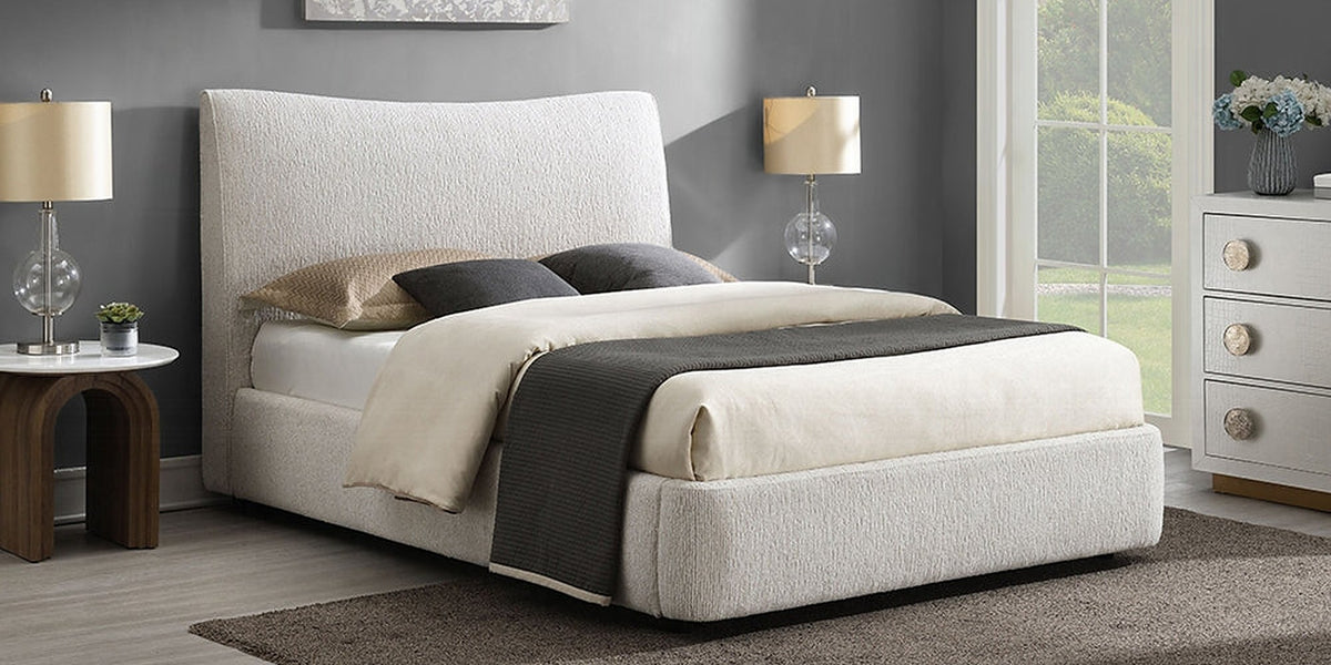 Tocan Upholstered Platform Bed - Beige