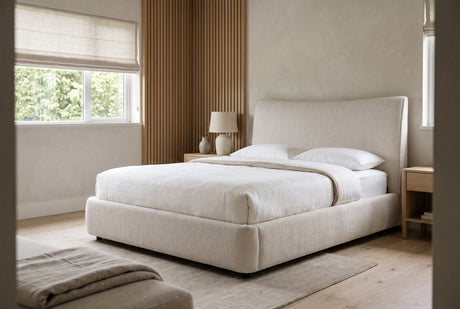 Tocan Upholstered Platform Bed - Beige
