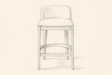 Pencil drawing of the Torgiano counter stool, front view