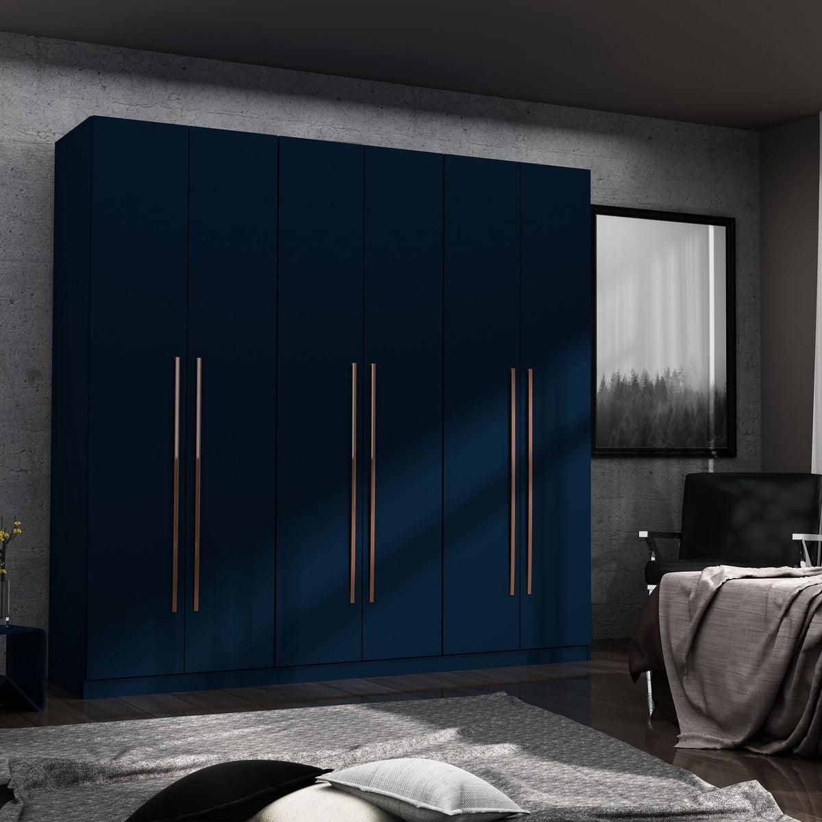 Torino Modern Freestanding Wardrobe - Midnight Blue