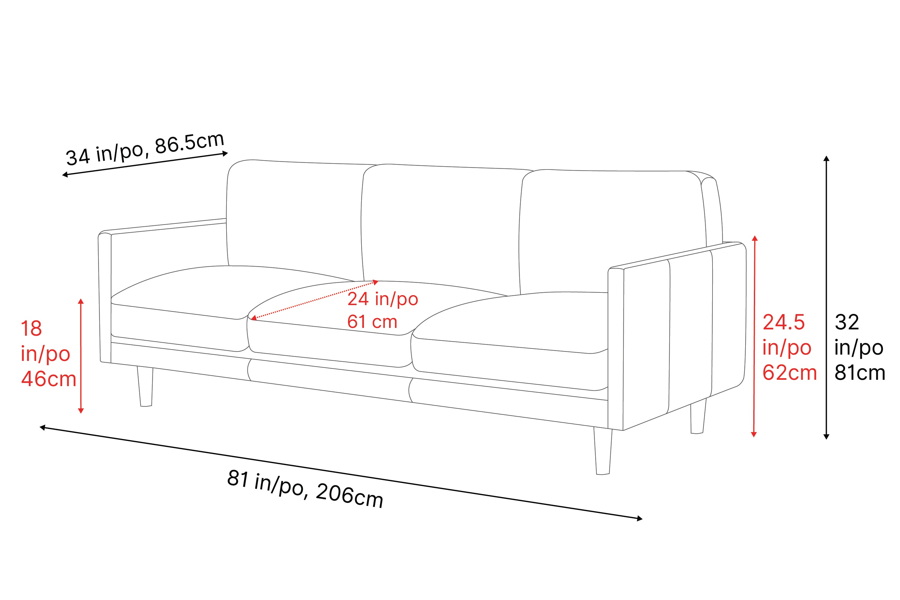 Valencia Toulon Leather Three Seats Sofa, Cognac