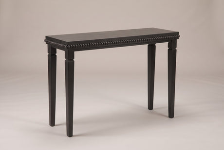 Treviso console table in Black, three-quarter view on a warm grey studio backdrop