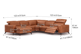 Esther Distressed Italian Aniline Leather Corner Recliner Sectional Sofa