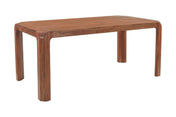 Tristan mango wood dining table in brown with rounded corner legs, three-quarter view