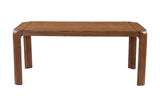 Tristan mango wood dining table, front view showing the breadboard-style ends