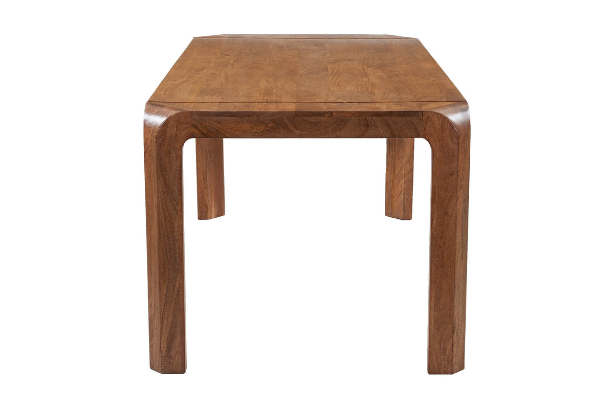 Tristan dining table end view with rounded corners flowing into the legs