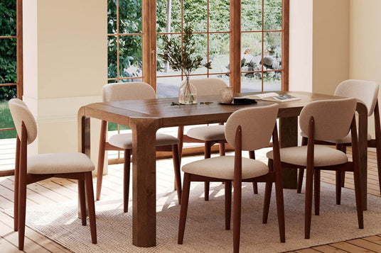 Tristan Mango Wood Mid-Century Dining Table - Seating for Six