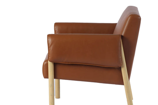 Upton Faux Leather Accent Chair with Ash Legs - Arms with Character