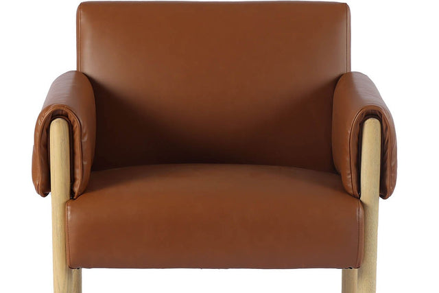 Upton Faux Leather Accent Chair with Ash Legs - Saddle Faux Leather