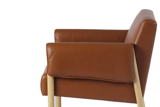 Upton Faux Leather Accent Chair with Ash Legs - Wrapped Arm Pads