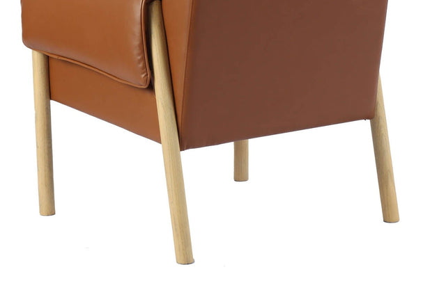 Upton Faux Leather Accent Chair with Ash Legs - Natural Ash Legs