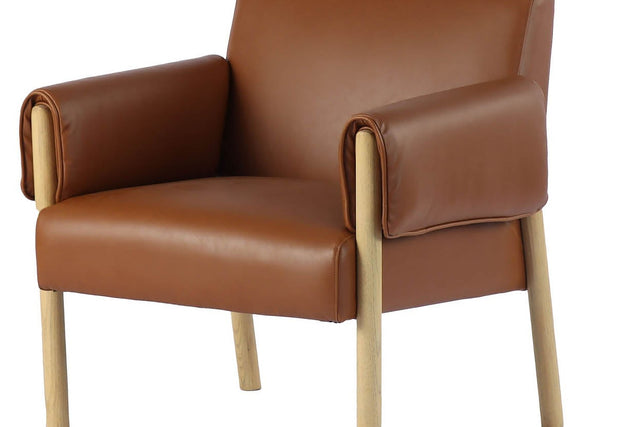 Upton Faux Leather Accent Chair with Ash Legs - Well-Padded Seat