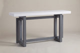 Urbania triple-rectangle console table in Dark Gray + White (white top, dark gray base)