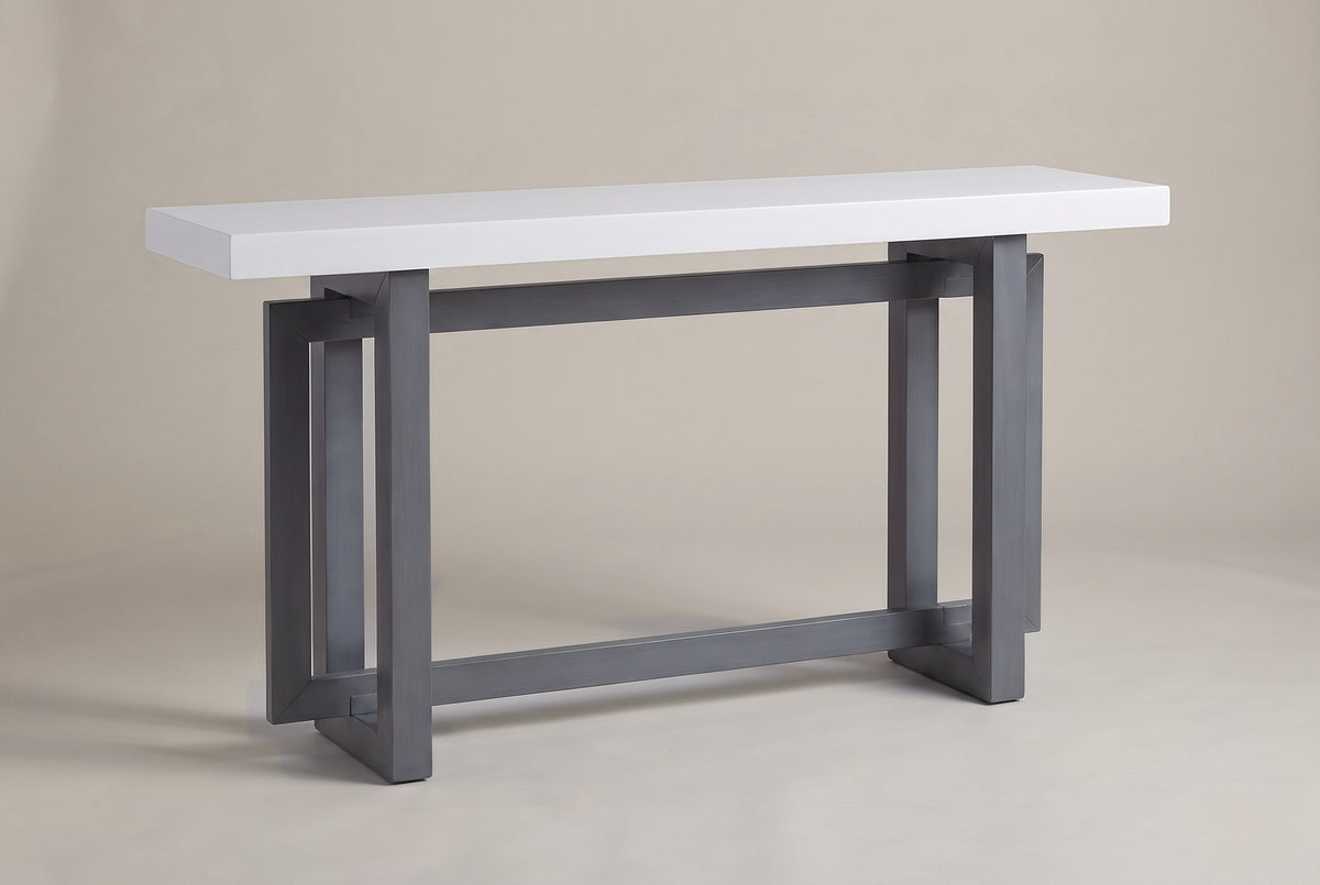 Urbania triple-rectangle console table in Dark Gray + White (white top, dark gray base)